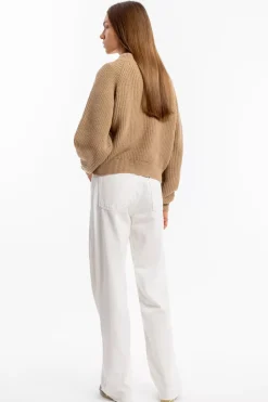 Grober Strickpullover Wollmischung - Beige