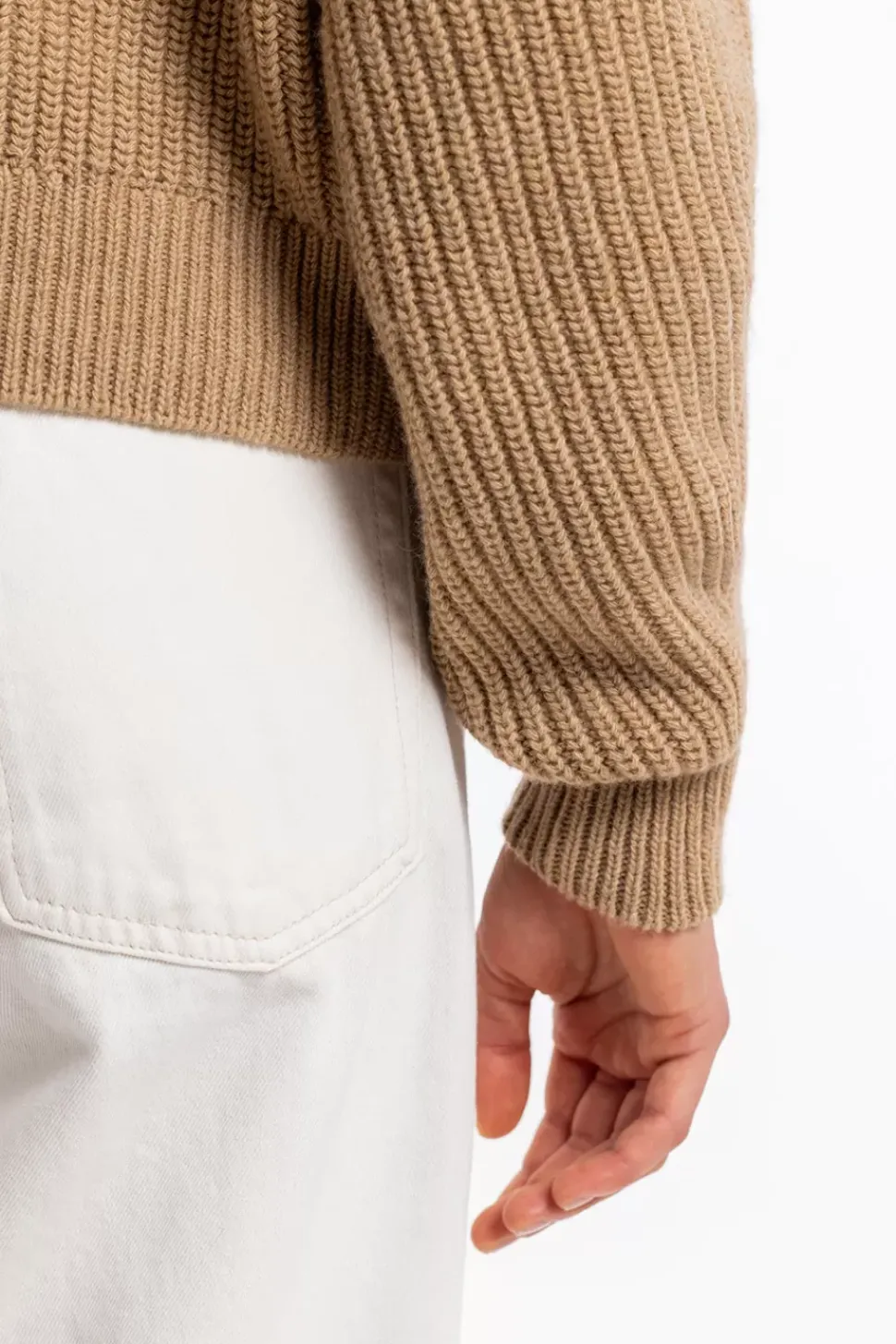 Grober Strickpullover Wollmischung - Beige