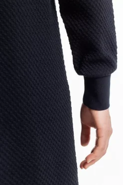 Half Zip Sweat Kleid Bio Baumwolle - Schwarz