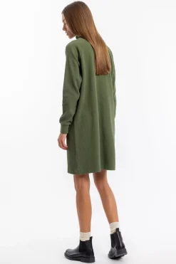 Half Zip Sweat Kleid Bio Baumwolle - Grun