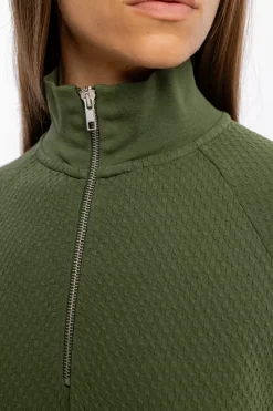 Half Zip Sweat Kleid Bio Baumwolle - Grun