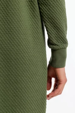 Half Zip Sweat Kleid Bio Baumwolle - Grun