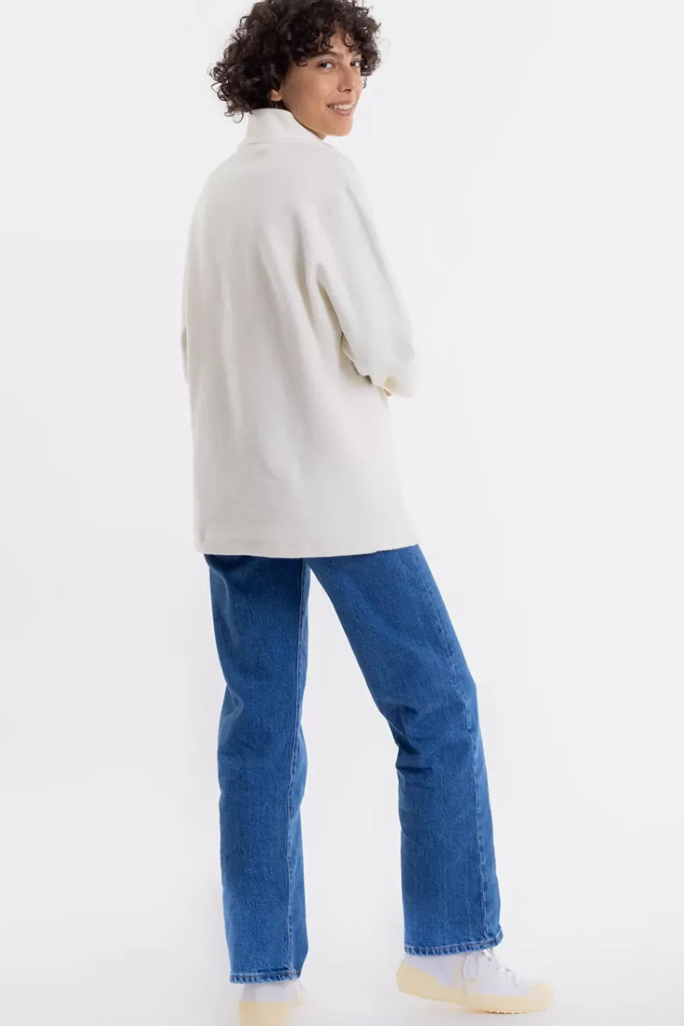 Half Zip Sweatshirt Aus Bio-Baumwolle Weis