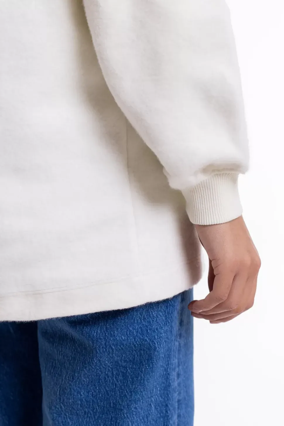 Half Zip Sweatshirt Aus Bio-Baumwolle Weis