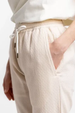 Hose Aus Strukturierter Bio-Baumwolle Creme