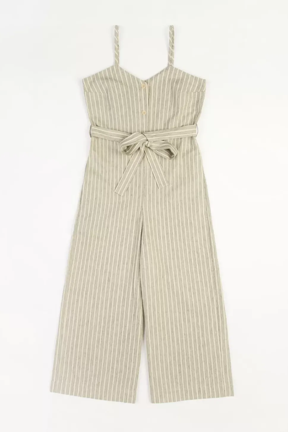 Jumpsuit Leinen Mix - Grau Gestreift