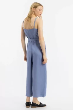 Jumpsuit Leinen Mix - Hellblau