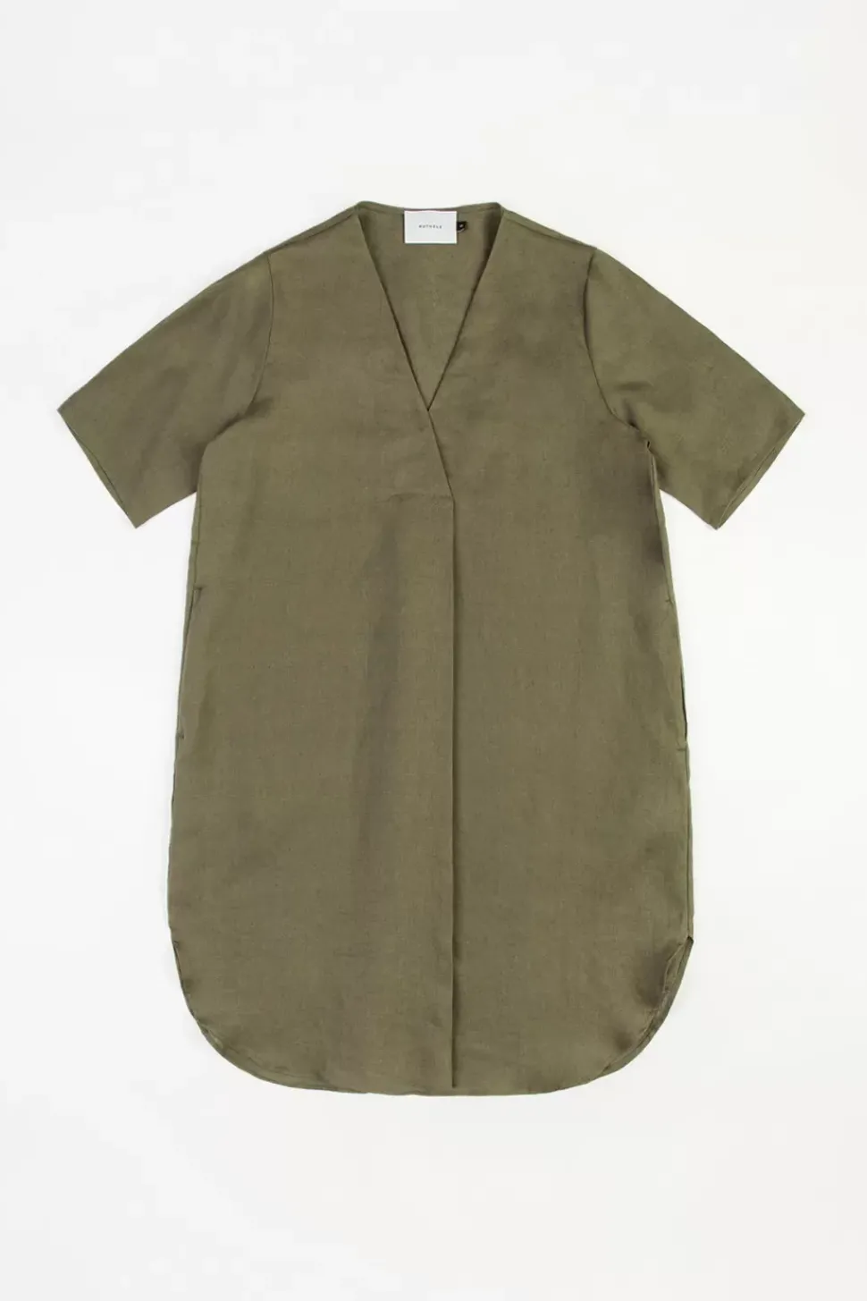 Kaftan Kleid Leinen Mix - Oliv