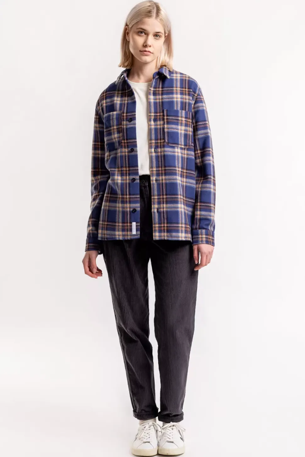 Kariertes Flanell Overshirt Blau