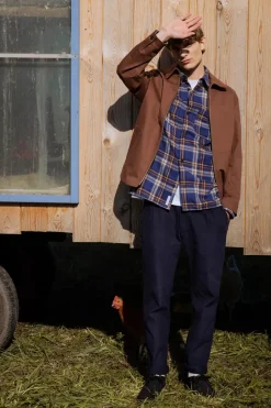 Kariertes Flanell Overshirt Blau