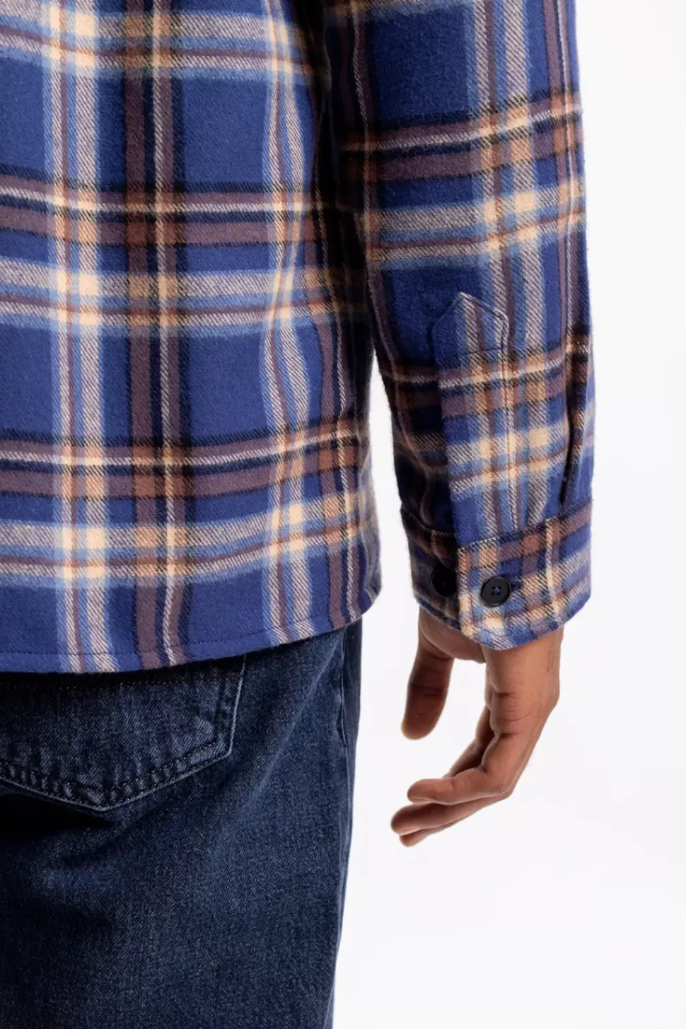 Kariertes Flanell Overshirt Blau