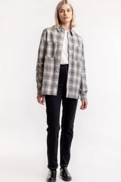 Kariertes Overshirt Schwarz / Weis