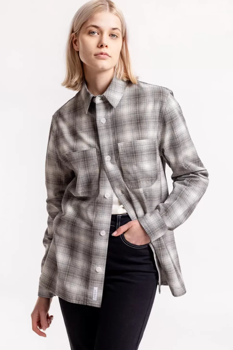 Kariertes Overshirt Schwarz / Weis