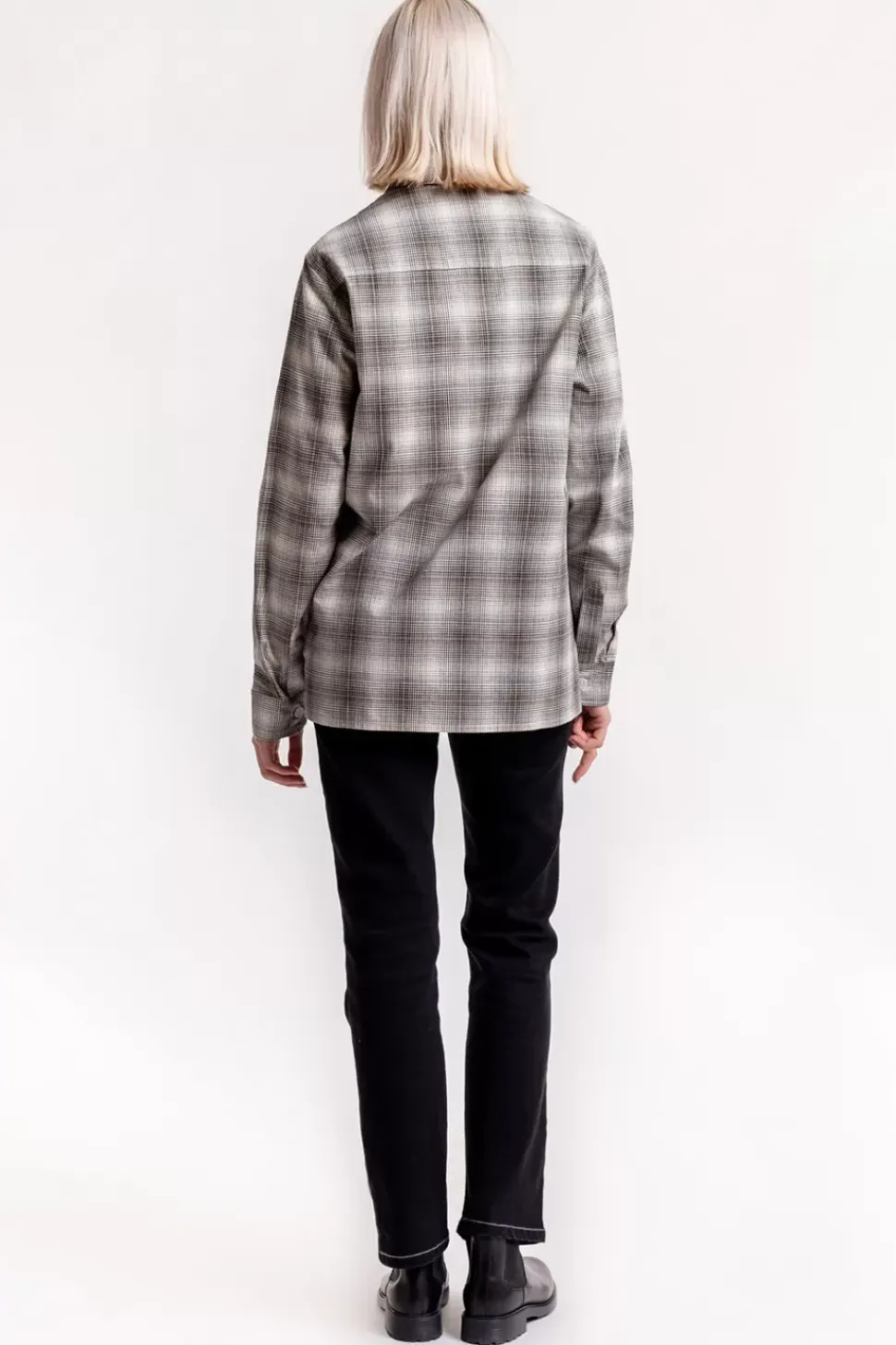 Kariertes Overshirt Schwarz / Weis