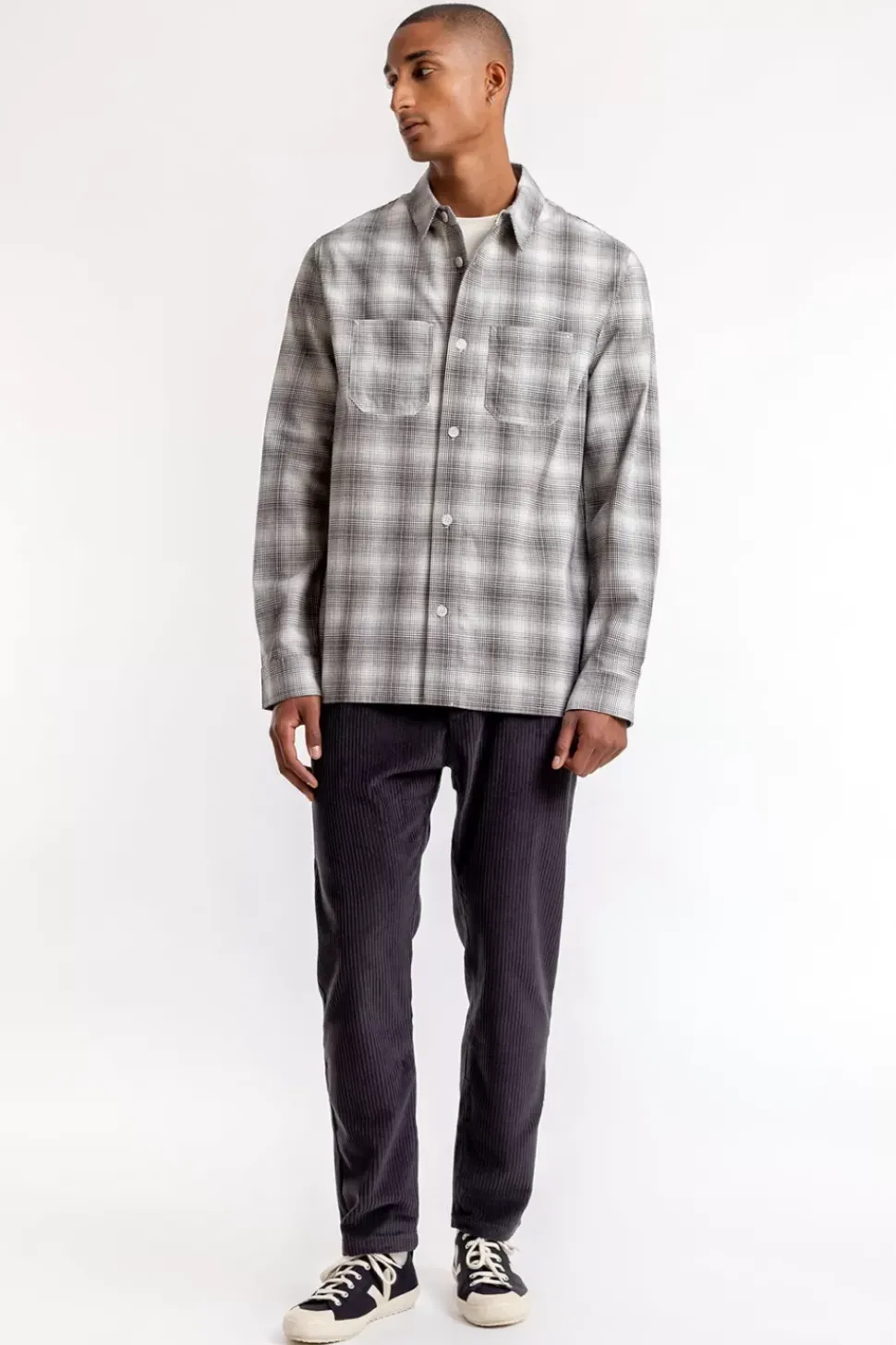Kariertes Overshirt Schwarz / Weis