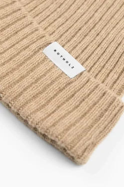 Klassische Mutze Wollmix Ripp - Beige