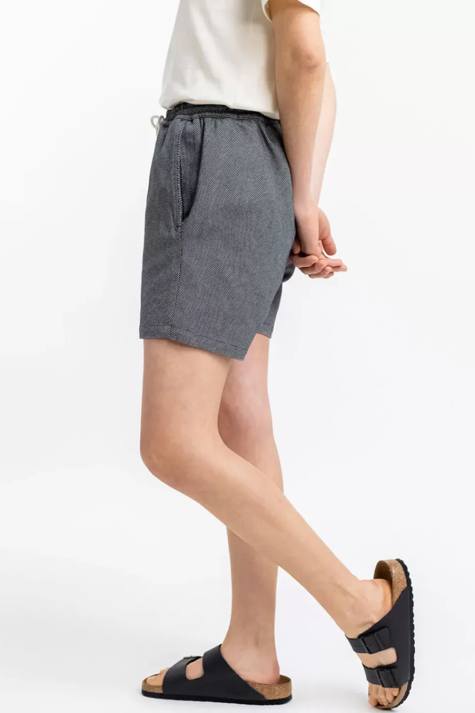 Kurze Hose Aus Bio-Baumwoll Twill Schwarz Kariert