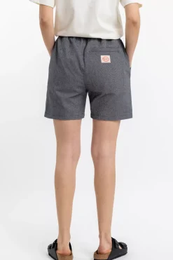 Kurze Hose Aus Bio-Baumwoll Twill Schwarz Kariert