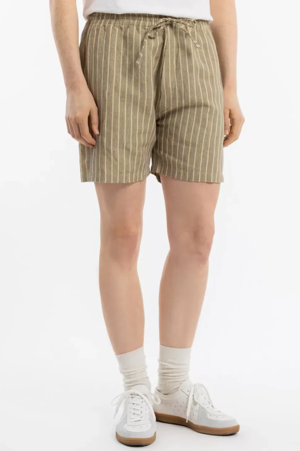 Kurze Hose Leinen Mix - Grau Gestreift