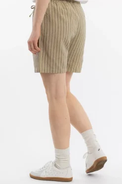 Kurze Hose Leinen Mix - Grau Gestreift
