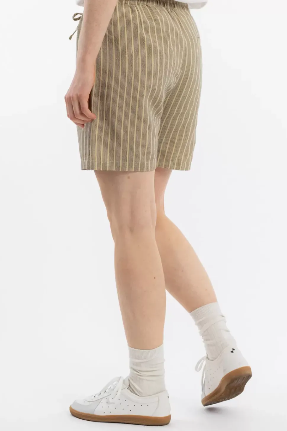 Kurze Hose Leinen Mix - Grau Gestreift