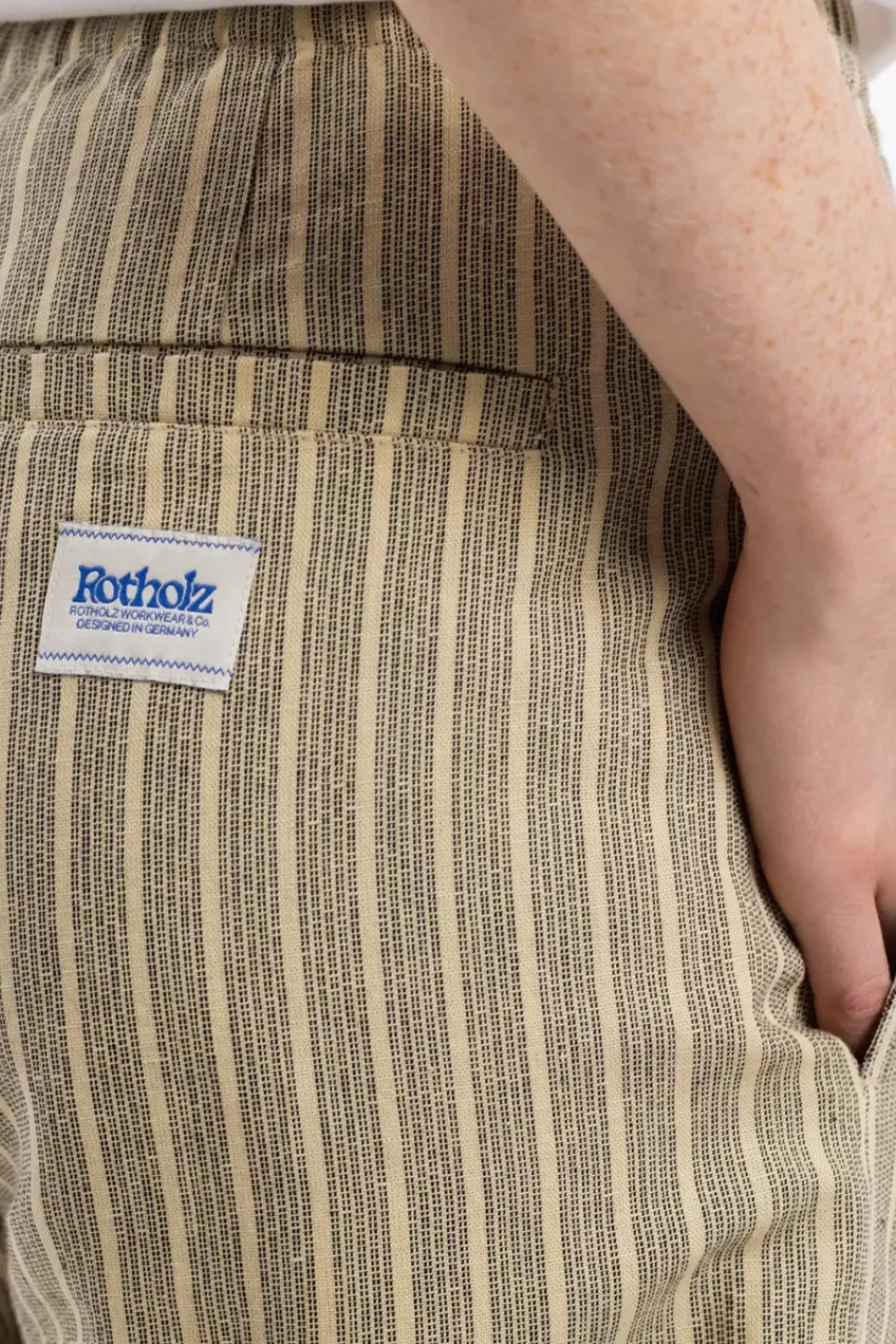 Kurze Hose Leinen Mix - Grau Gestreift
