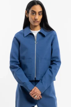 Kurze Jacke Bio Baumwolle - Blau