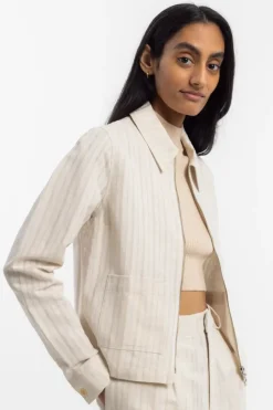 Kurze Jacke Leinen Mix - Creme