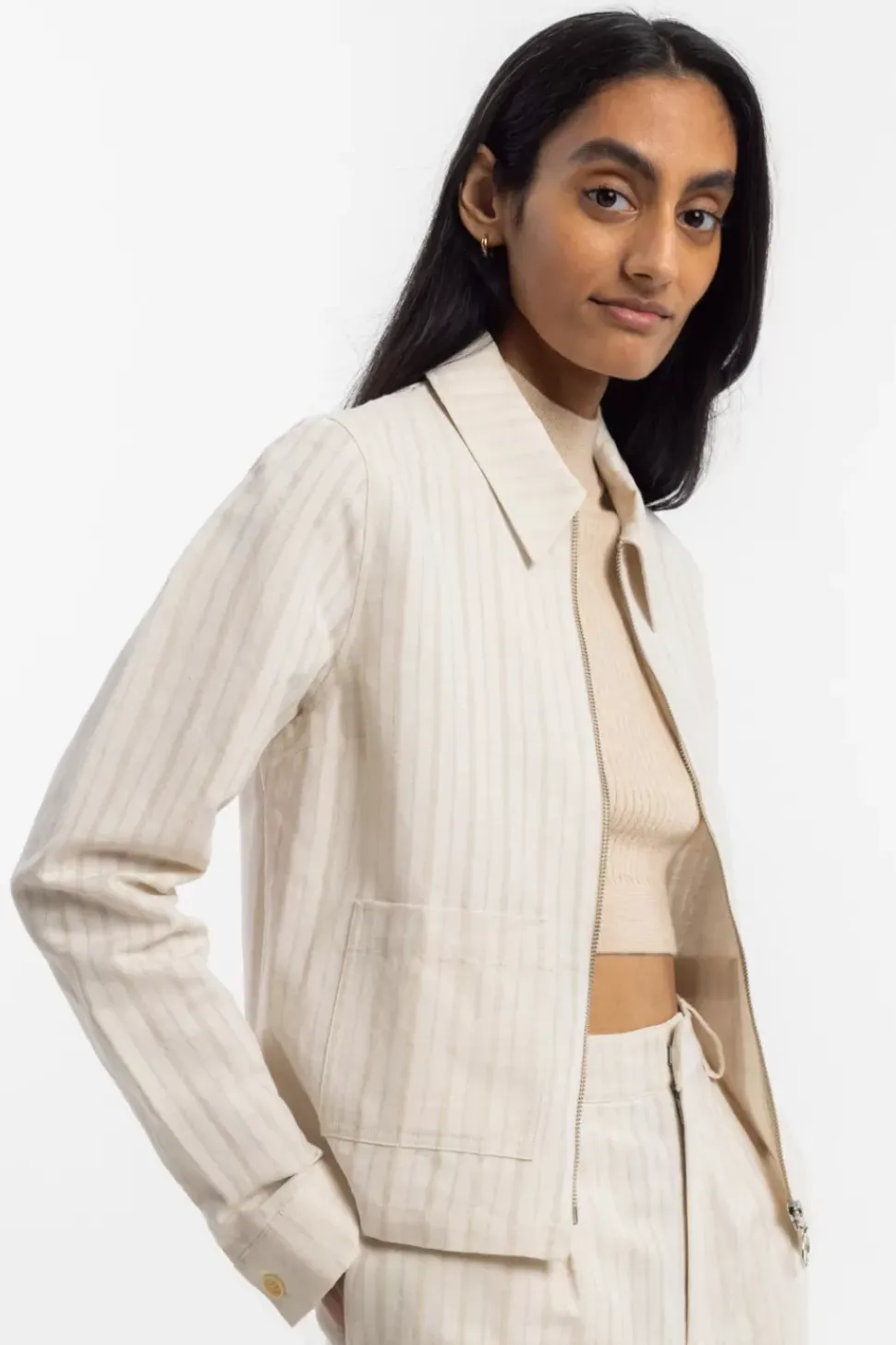Kurze Jacke Leinen Mix - Creme