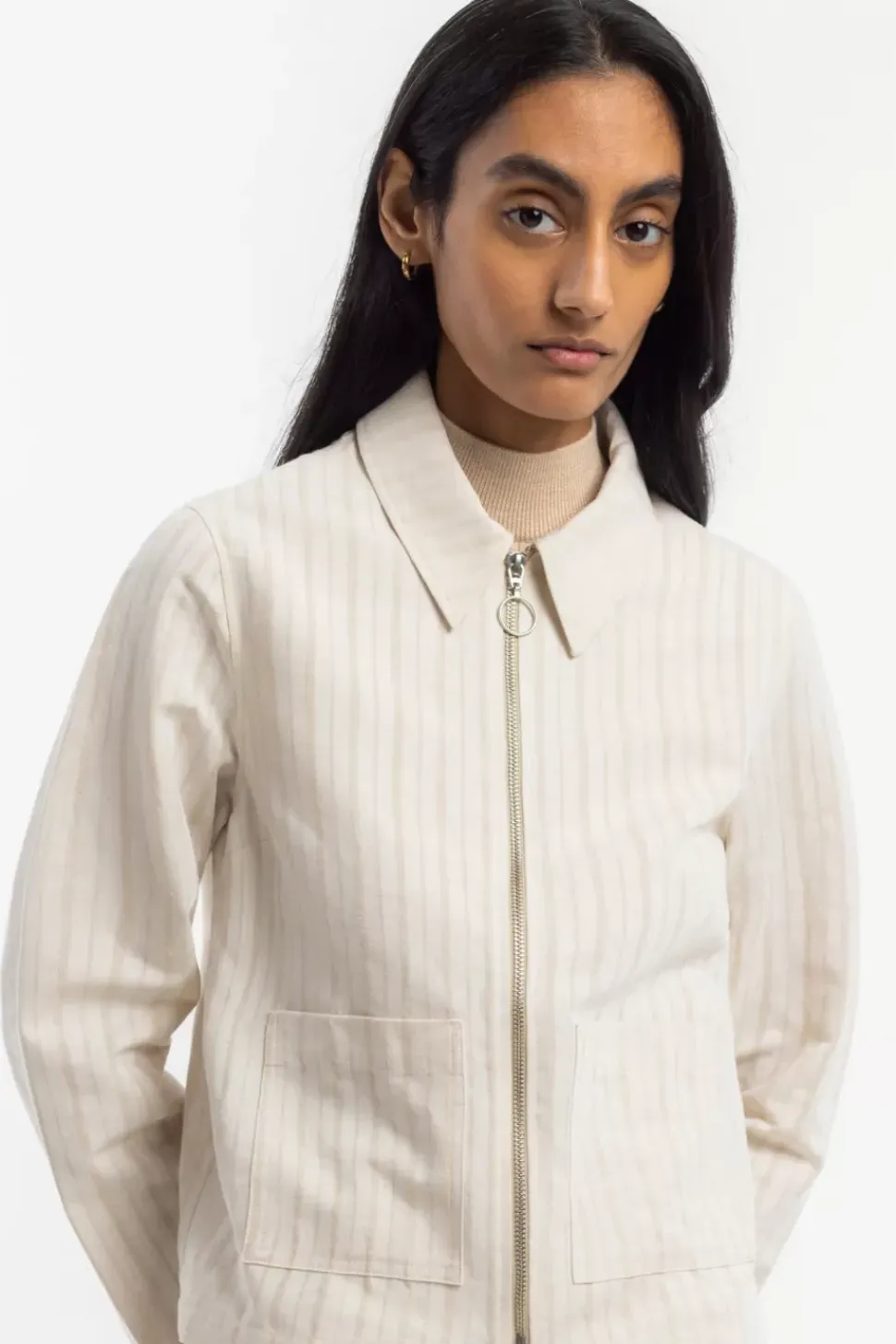 Kurze Jacke Leinen Mix - Creme