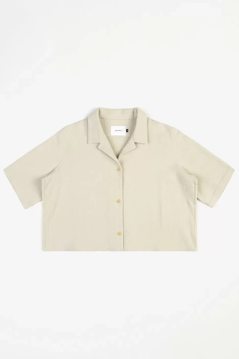 Kurzes Bowling Shirt Bio Baumwolle - Sand