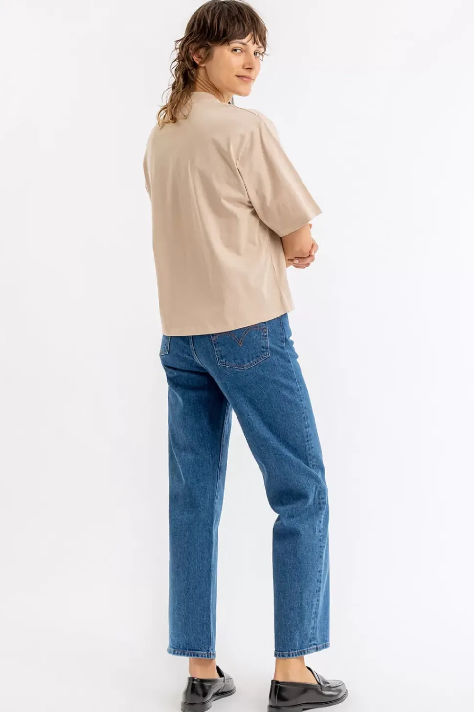 Kurzes T-Shirt Aus Bio-Baumwolle Beige