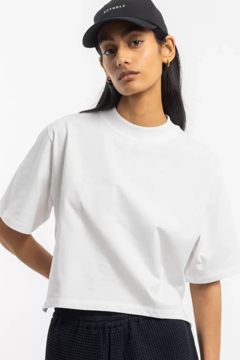 Kurzes T-Shirt Bio Baumwolle - Weis