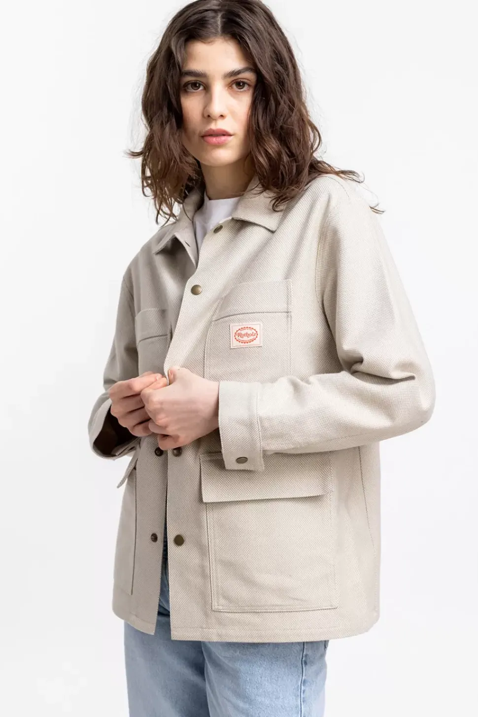 Leichte Jacke Aus Bio Canvas Beige Kariert