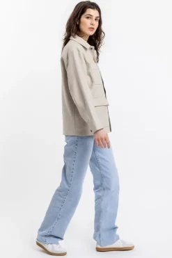 Leichte Jacke Aus Bio Canvas Beige Kariert