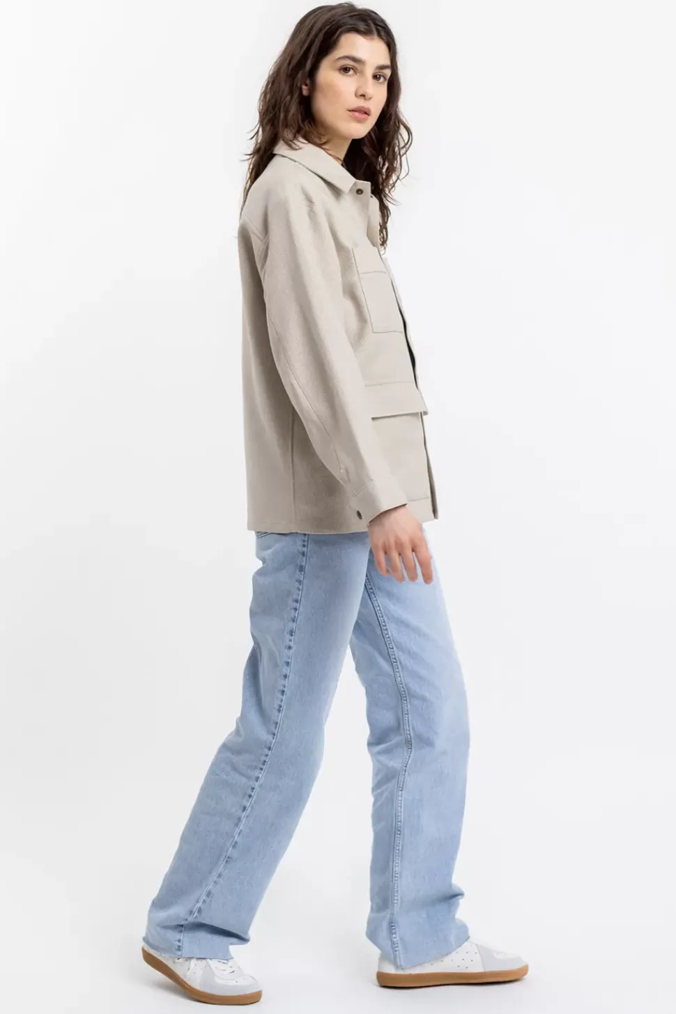 Leichte Jacke Aus Bio Canvas Beige Kariert