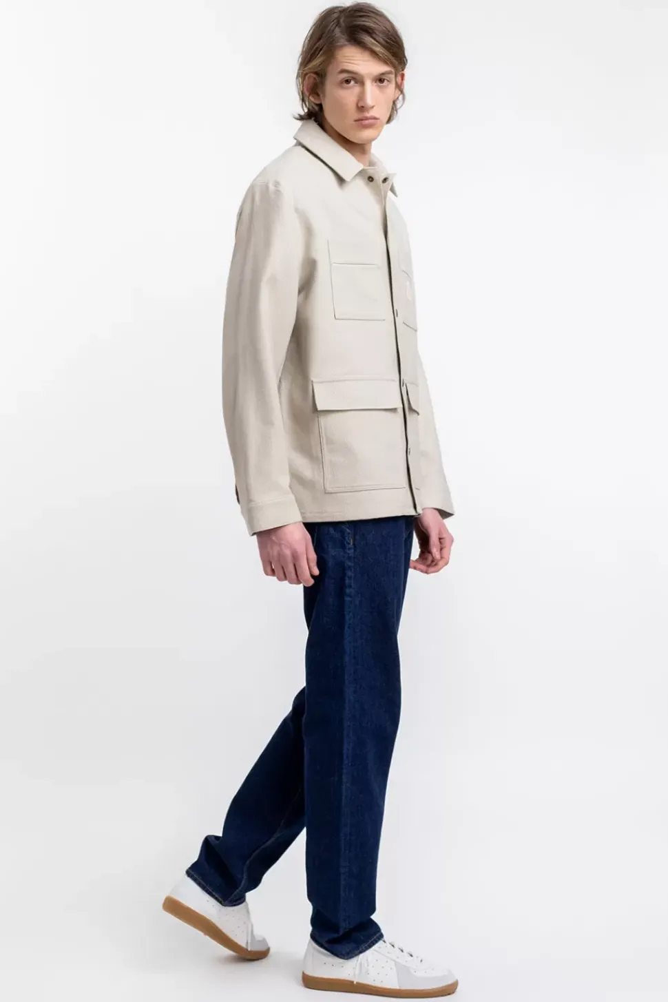 Leichte Jacke Aus Bio Canvas Beige Kariert