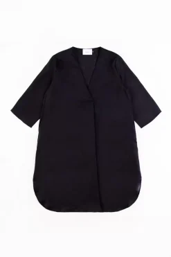 Leinen Kaftan Kleid Schwarz