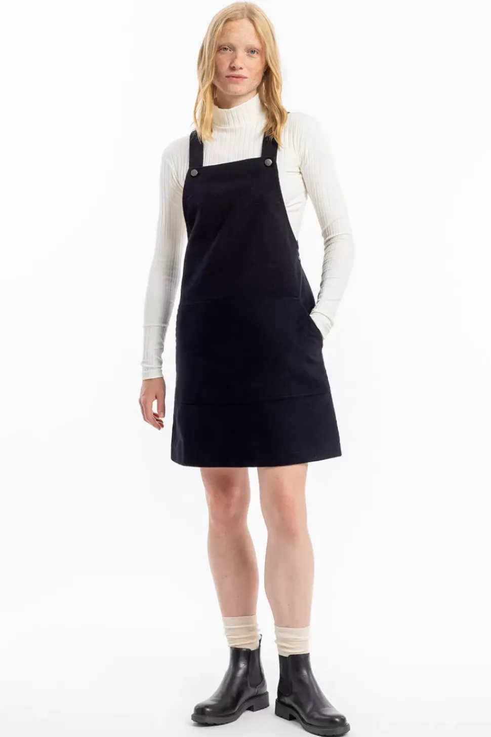 Moleskin Latzkleid Bio Baumwolle - Schwarz