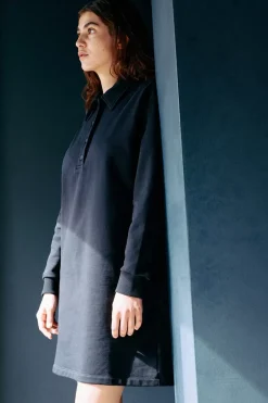 Polo Kleid Aus Bio-Baumwolle Schwarz
