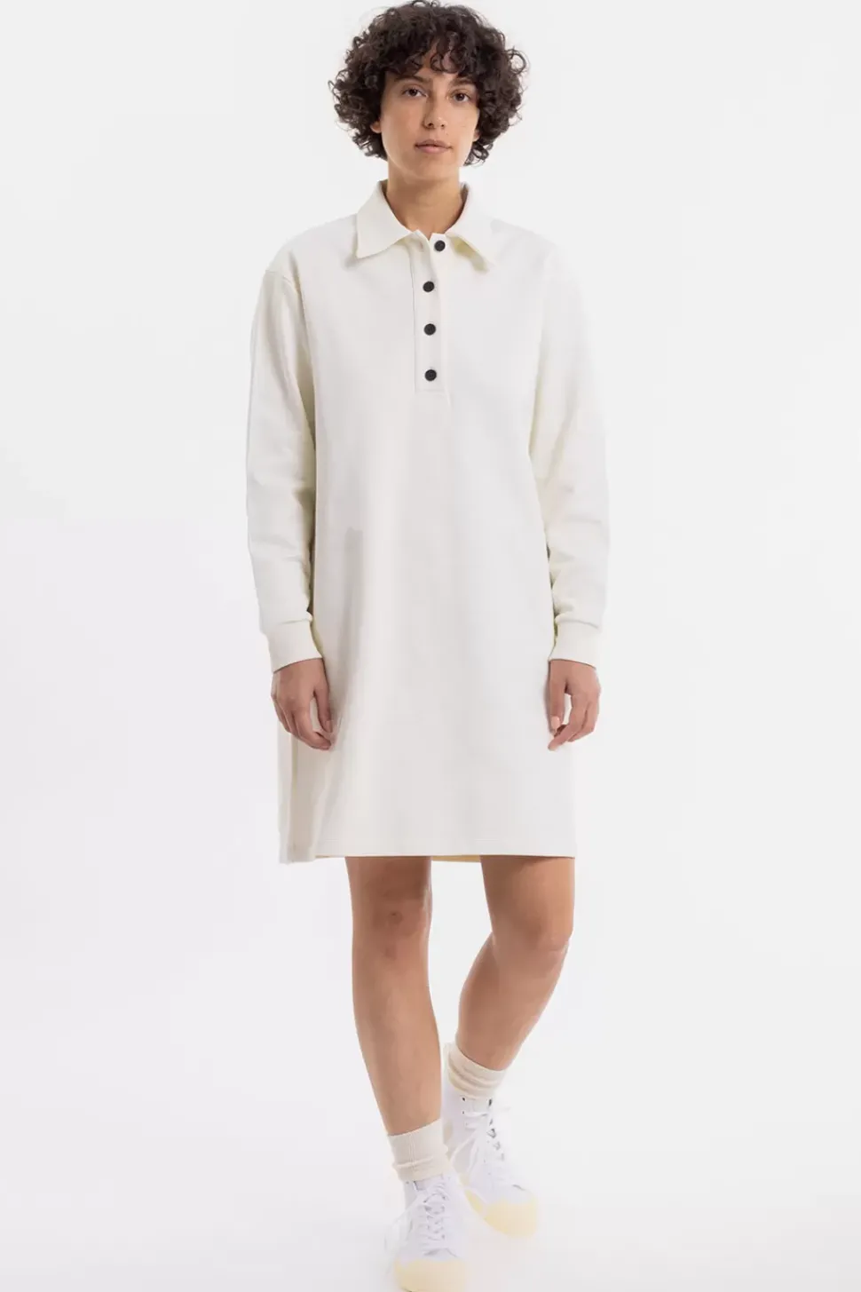 Polo Kleid Aus Bio-Baumwolle Weis