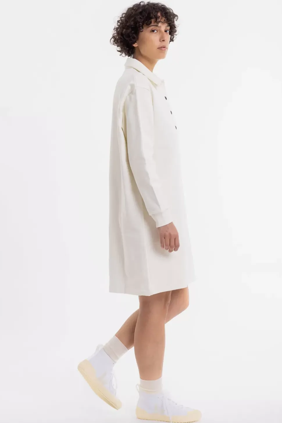 Polo Kleid Aus Bio-Baumwolle Weis