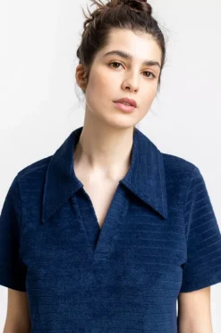 Polo Kleid Aus Bio Frottee Blau