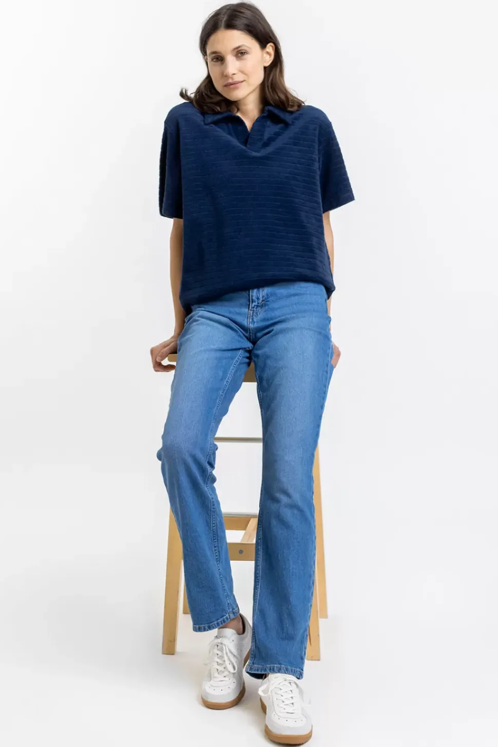 Polo Shirt Aus Bio Frottee Blau