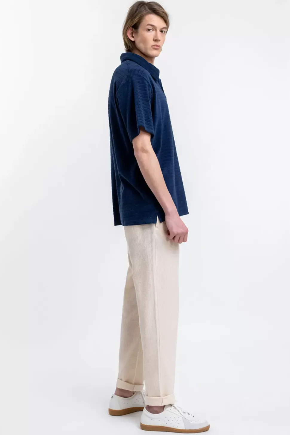 Polo Shirt Aus Bio Frottee Blau