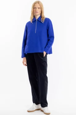 Polo Zip Sweatshirt Bio Baumwolle - Kobalt