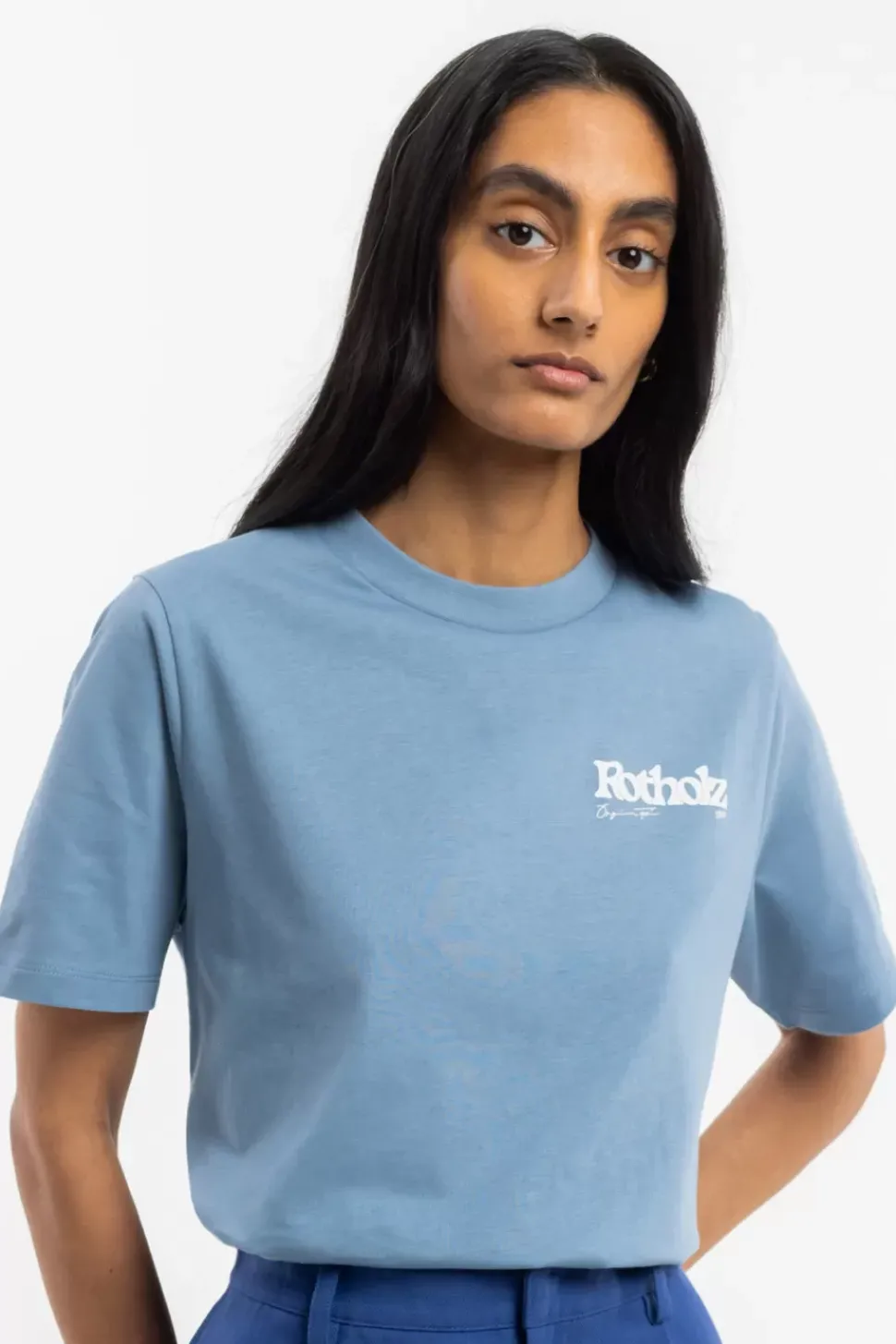 Retro Logo T-Shirt Bio Baumwolle - Hellblau