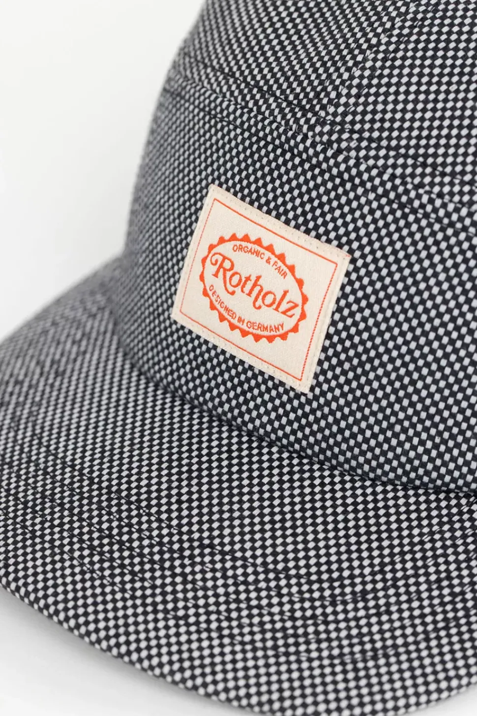 Retro 5-Panel Cap Schwarz Kariert