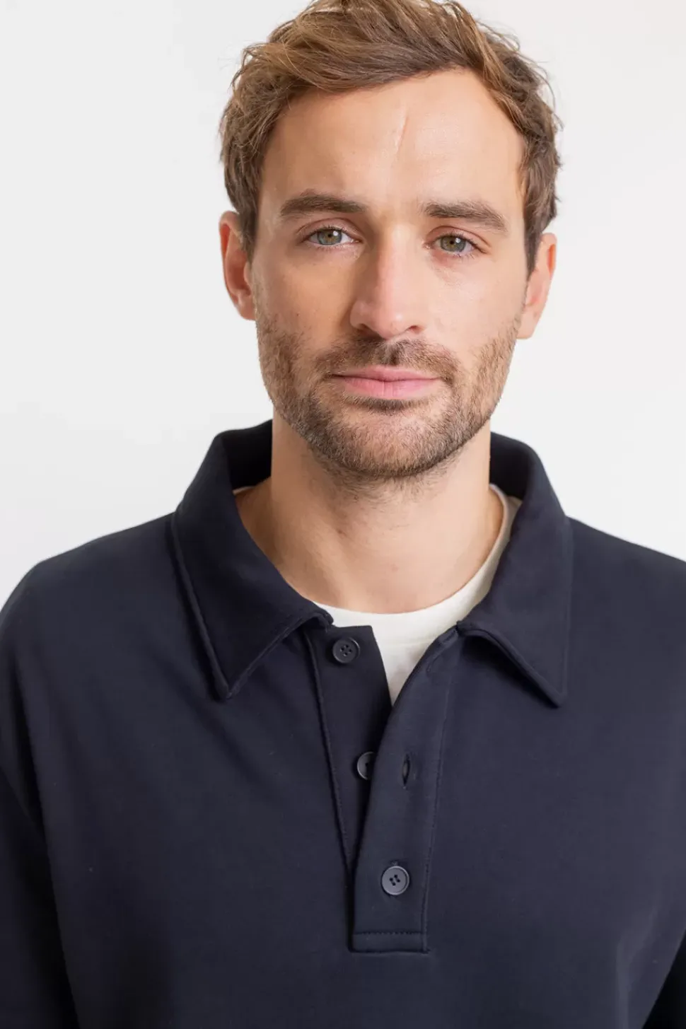 Schweres Polo Sweatshirt Aus Bio-Baumwolle Schwarz