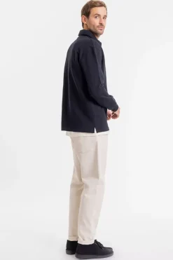 Schweres Polo Sweatshirt Aus Bio-Baumwolle Schwarz
